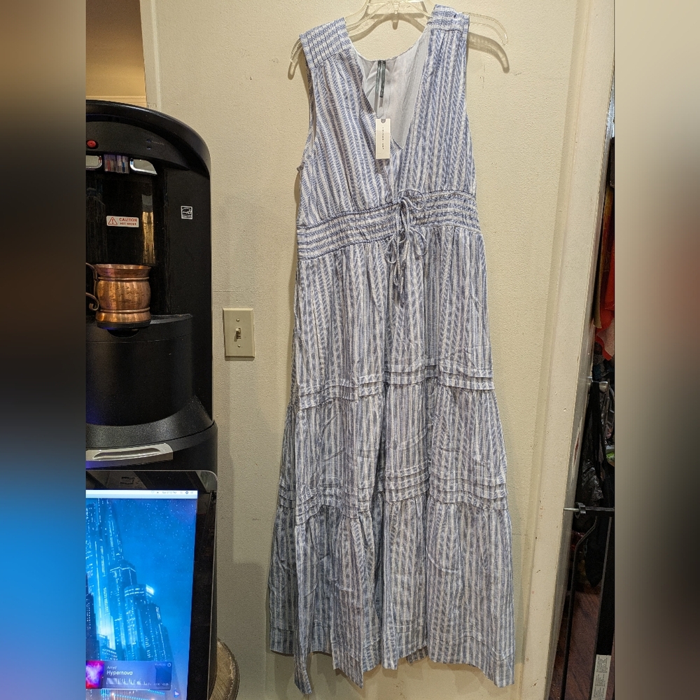 Striped Blue and White Maxi Dress
